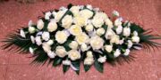 Casket Spray with White Roses and Carnations in Accrington Lancashire