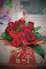 Valentines Red Roses Boxed Aqua Arrangement in Accrington Lancashire
