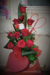 Valentines Aqua Arrangement in Heart Shaped Box in Accrington Lancashire