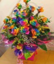 Rainbow Roses Boxed Aqua Arrangement in Accrington Lancashire