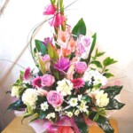 Tall Designer Mixed Colour Aqua Flower Arrangement in Accrington Lancashire